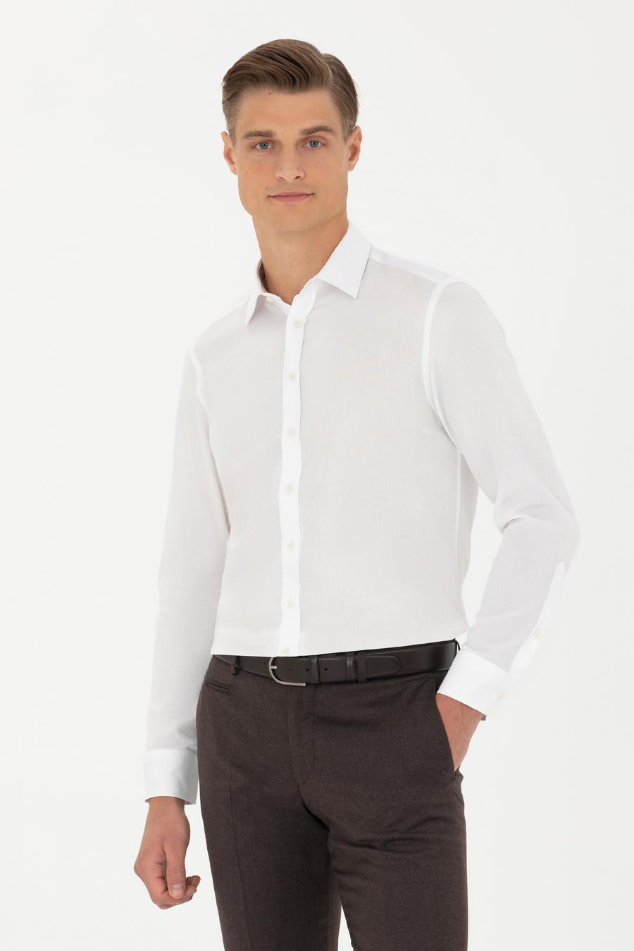 Beyaz Slim Fit Uzun Kollu Gömlek - 50282392005
