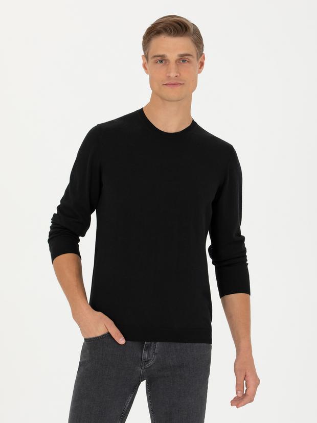 Siyah Slim Fit Kazak