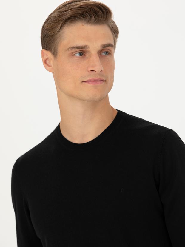 Siyah Slim Fit Kazak