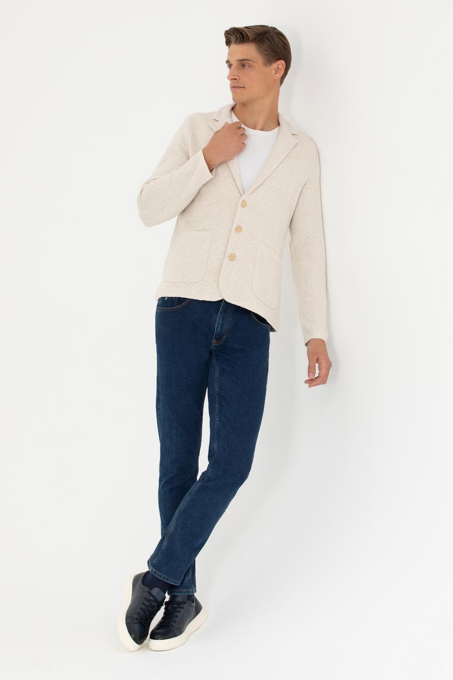 Taş Slim Fit Pamuk Karışımlı Düğmeli Triko Hırka - 50277902023