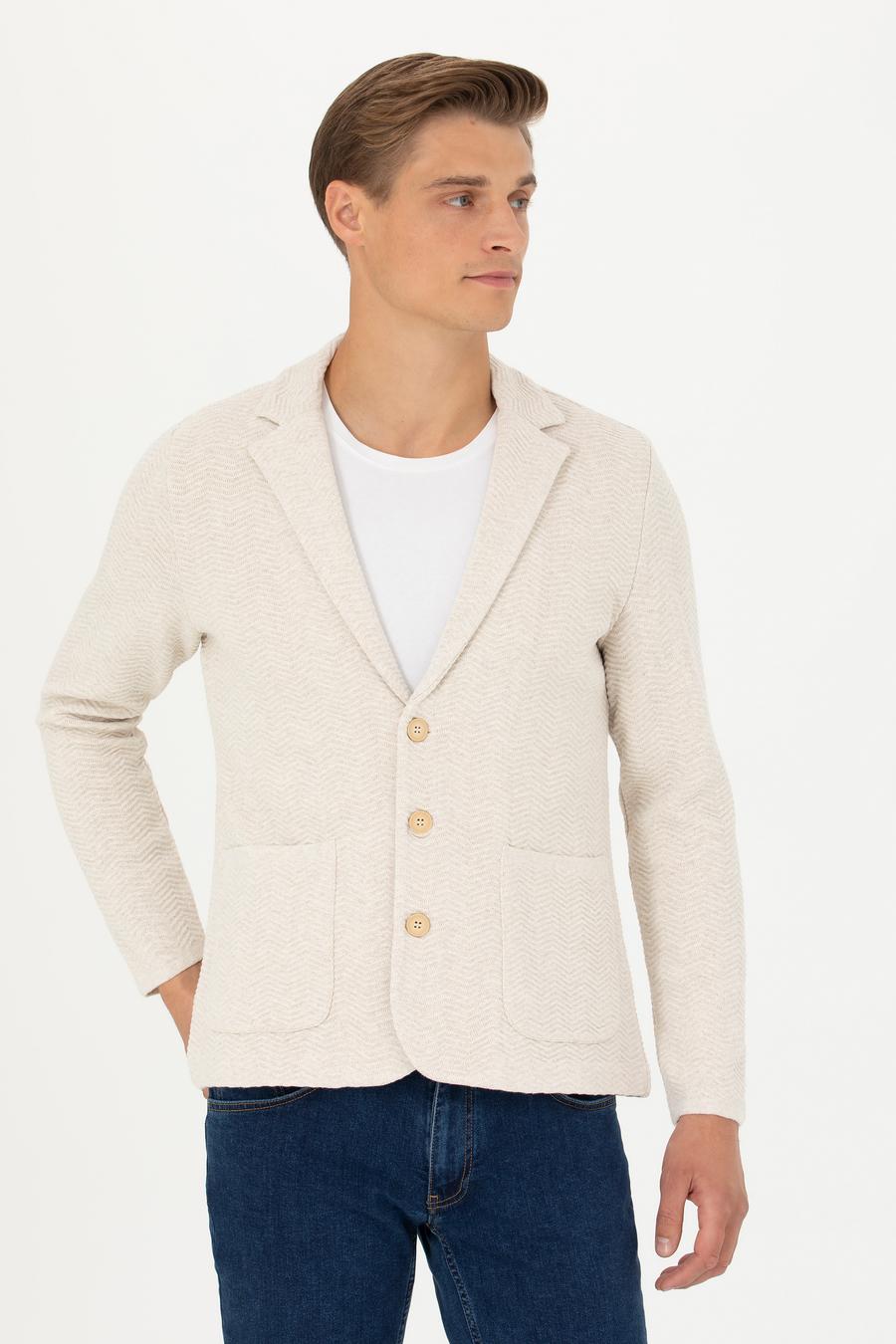 Taş Slim Fit Pamuk Karışımlı Düğmeli Triko Hırka - 50277902023