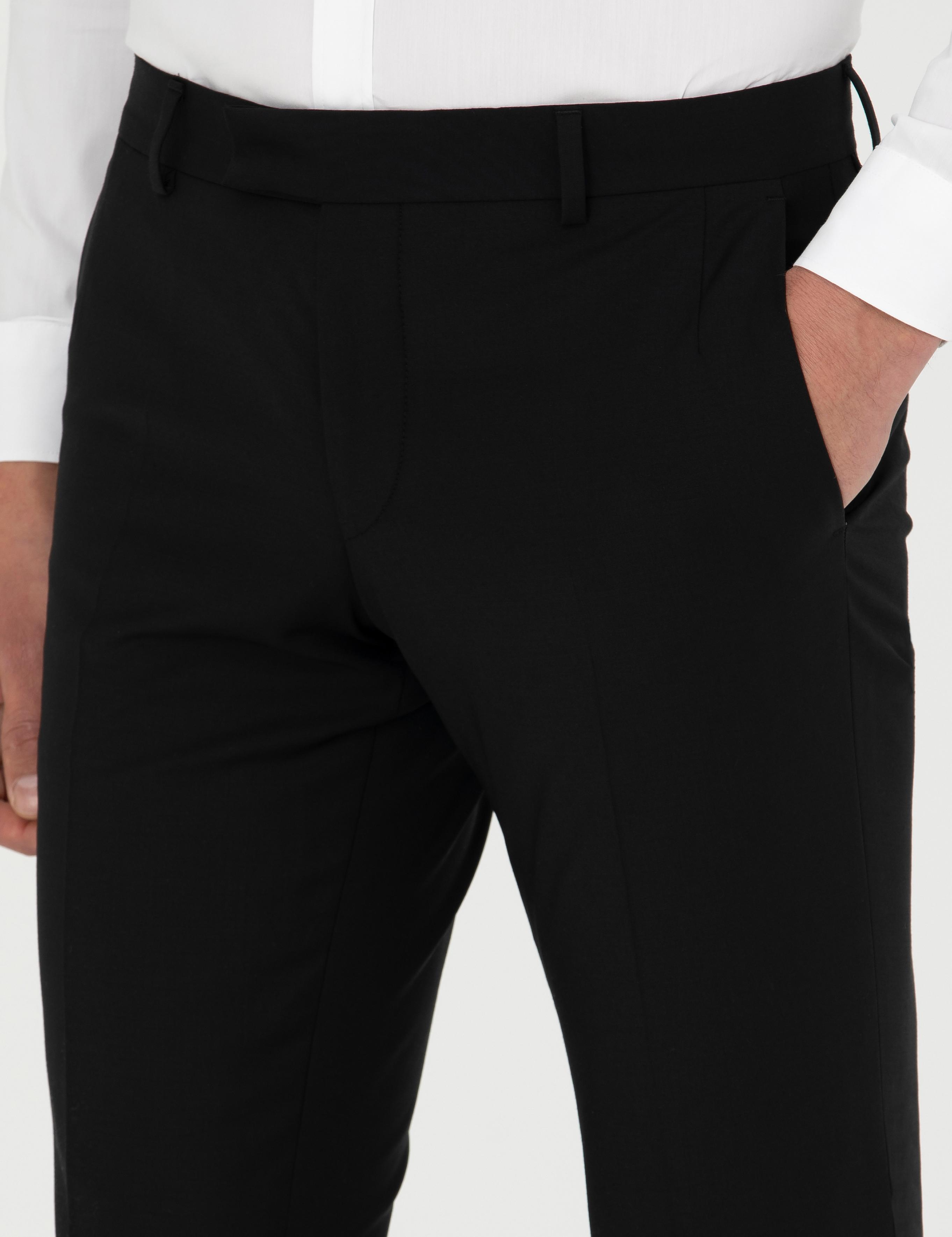 Siyah Slim Fit Yün Karışımlı Kumaş Pantolon - 50270140019