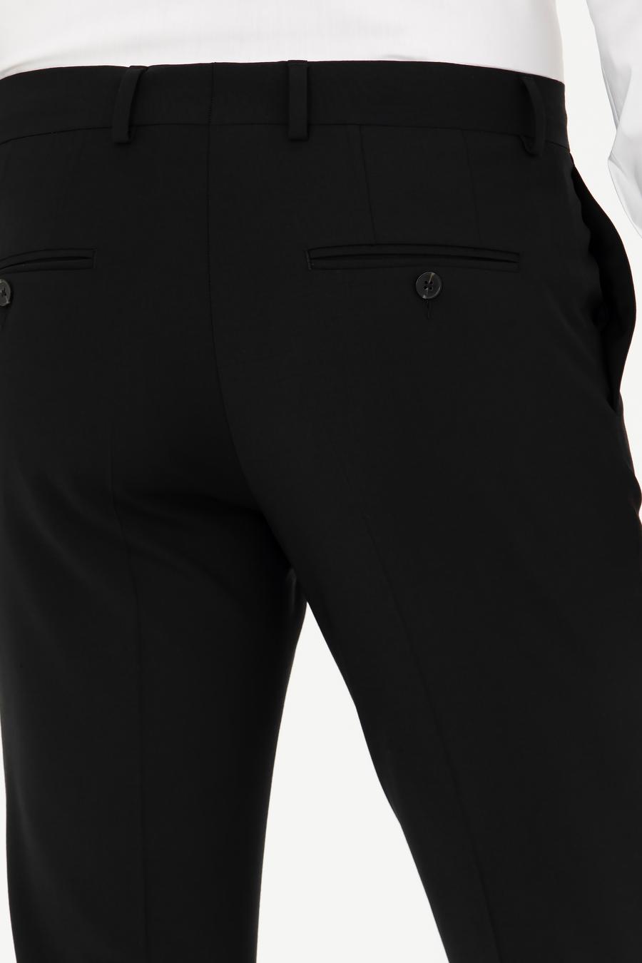 Siyah Slim Fit Yün Karışımlı Kumaş Pantolon - 50270140019