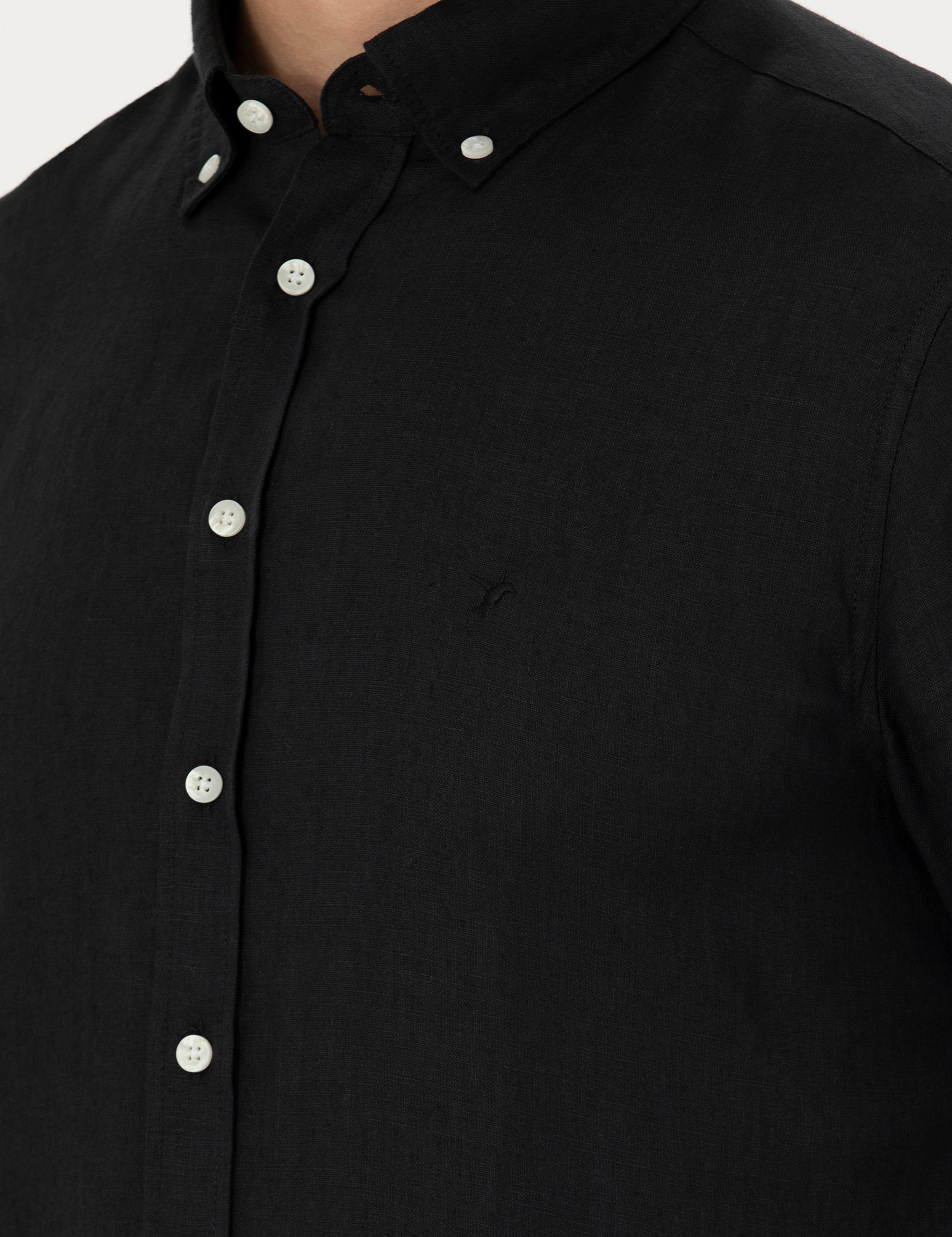 Siyah Slim Fit Uzun Kollu Gömlek - 50269214163