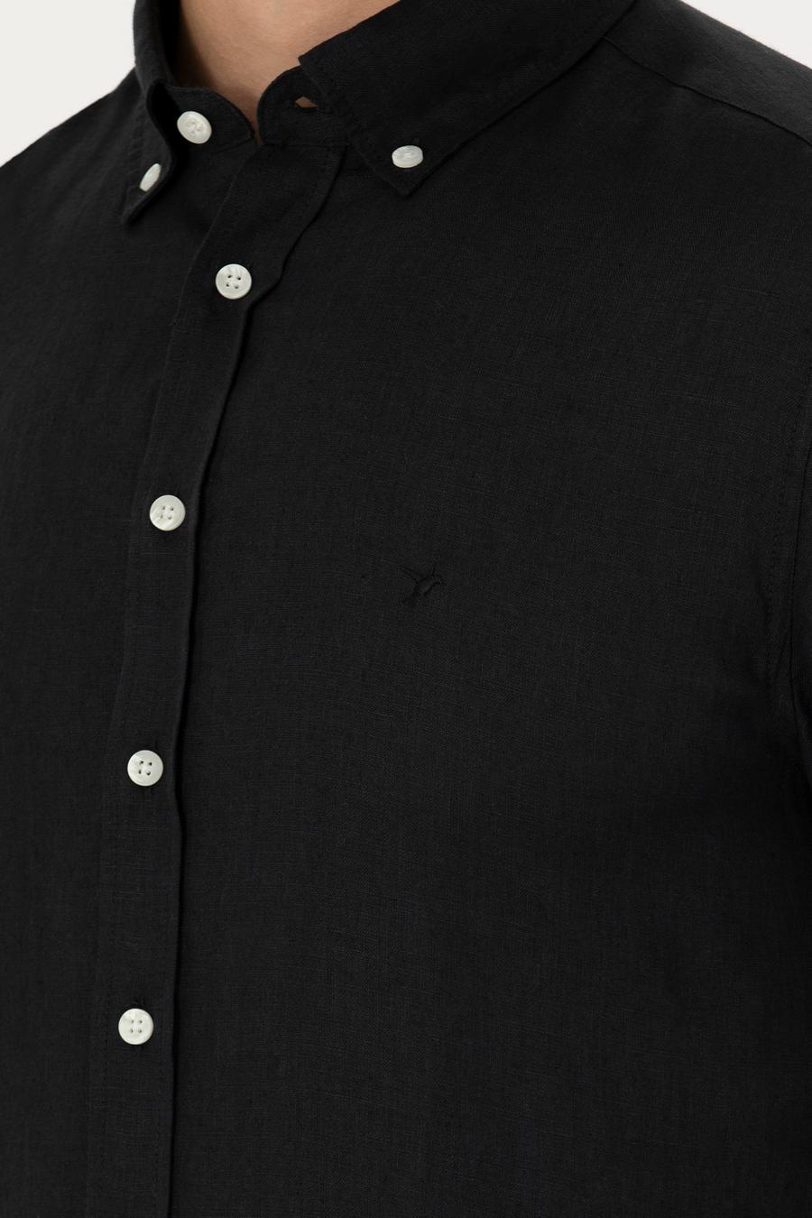 Siyah Slim Fit Uzun Kollu Gömlek - 50269214163