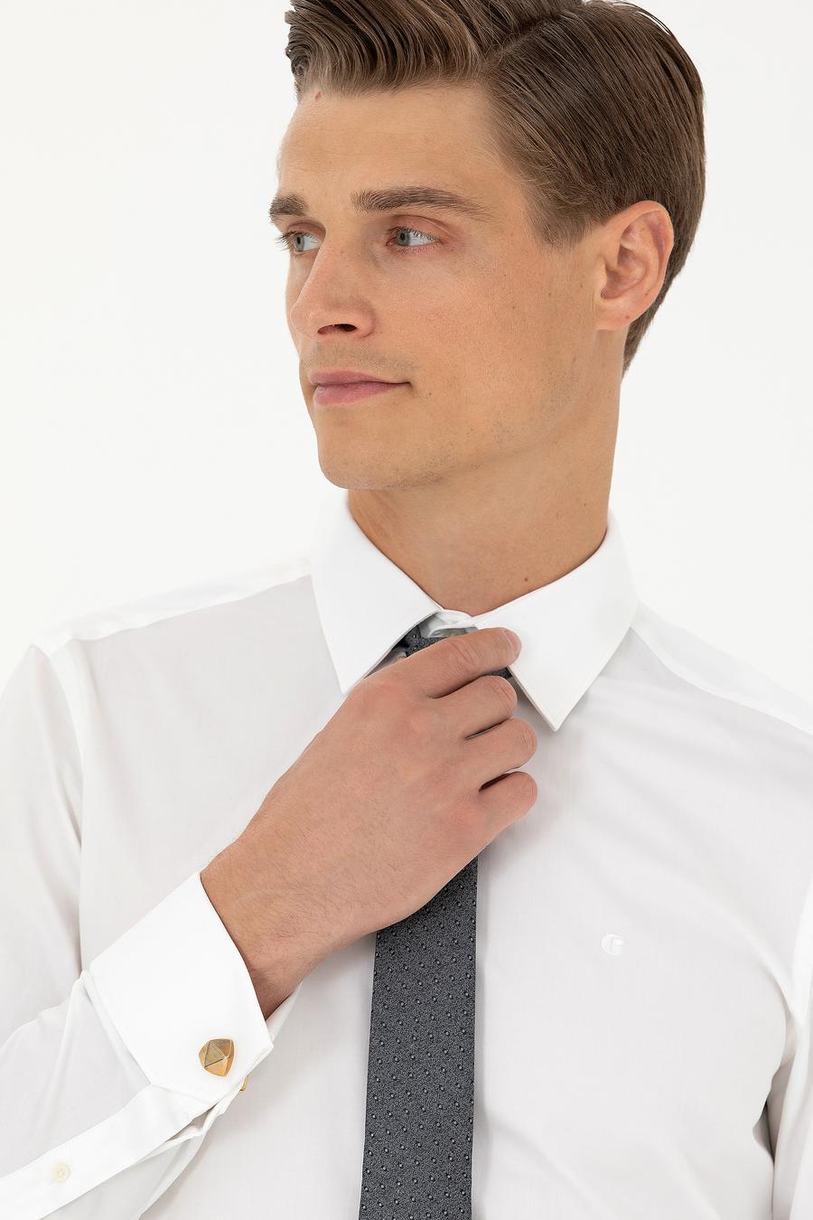 Beyaz Slim Fit Uzun Kollu Basic Gömlek - 50223223012