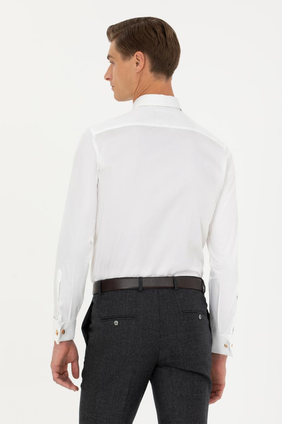 Beyaz Slim Fit Uzun Kollu Basic Gömlek - 50223223012