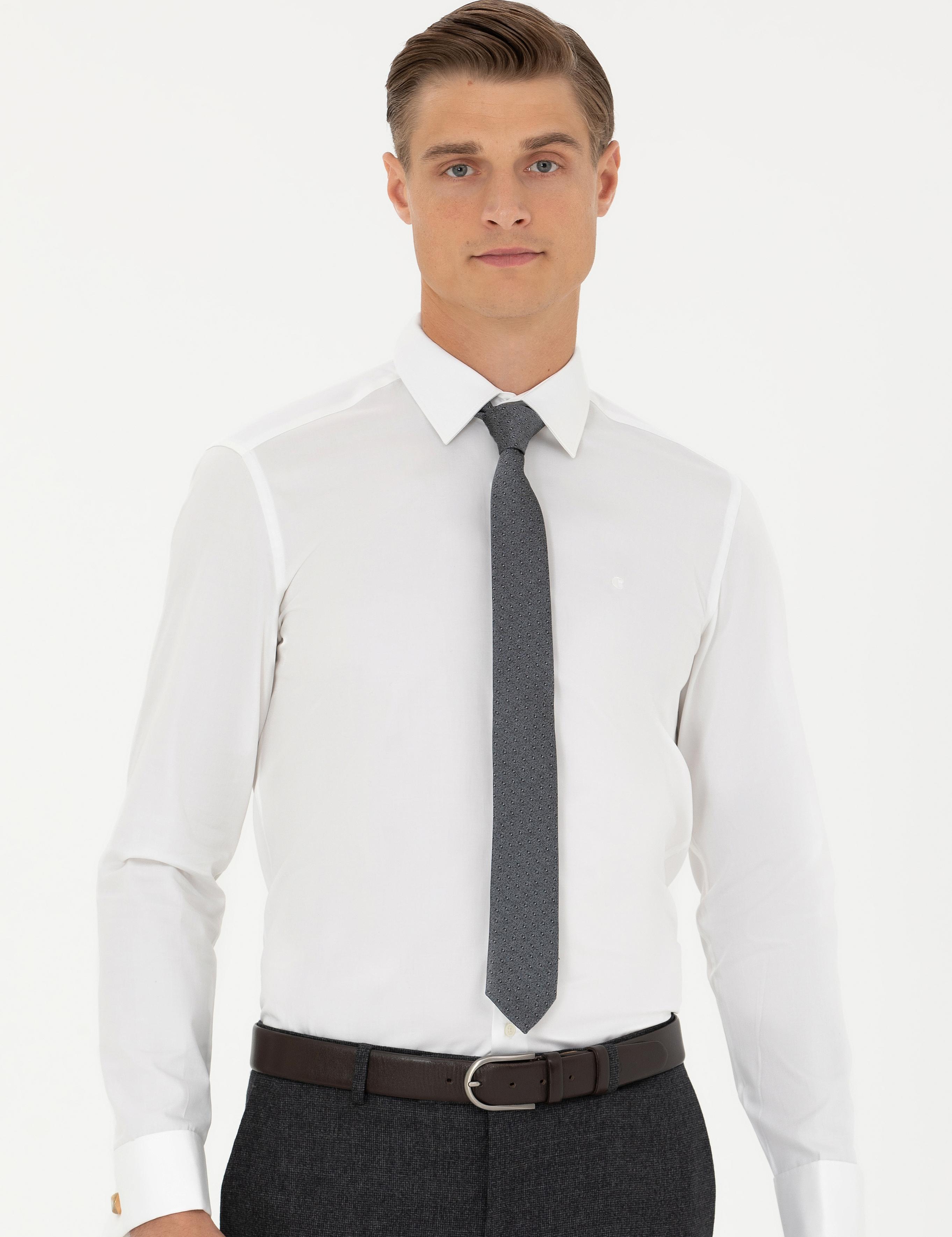 Beyaz Slim Fit Uzun Kollu Basic Gömlek - 50223223012