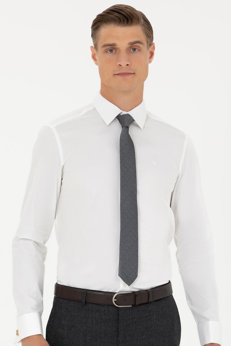 Beyaz Slim Fit Uzun Kollu Basic Gömlek - 50223223012