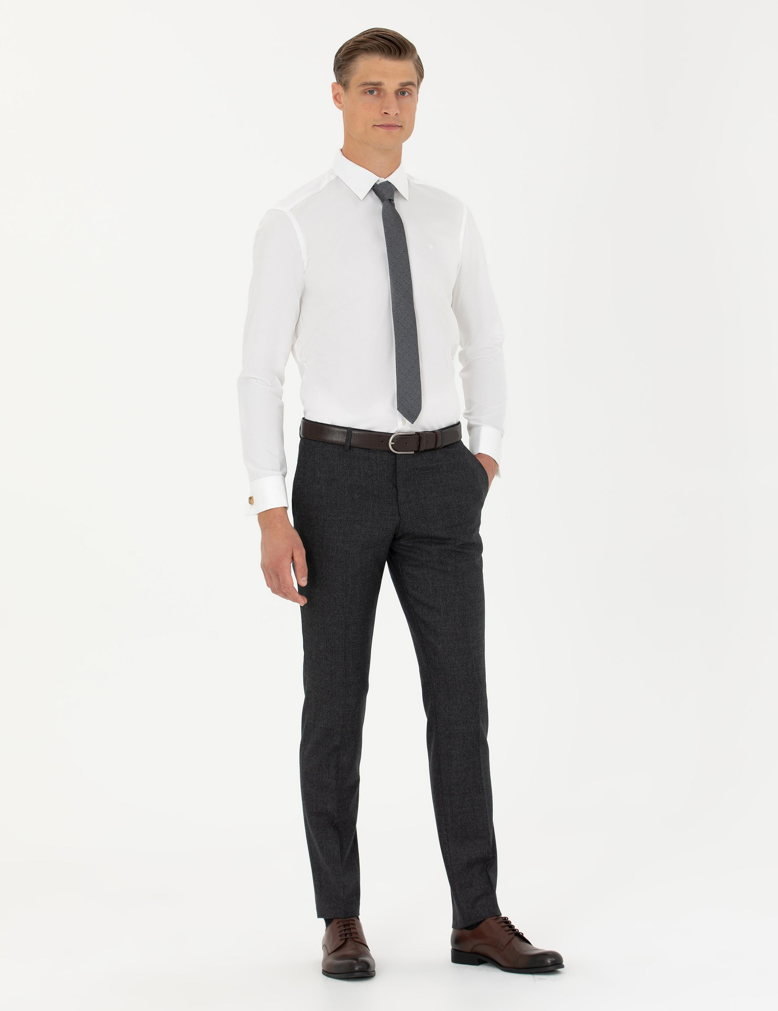 Beyaz Slim Fit Uzun Kollu Basic Gömlek - 50223223012