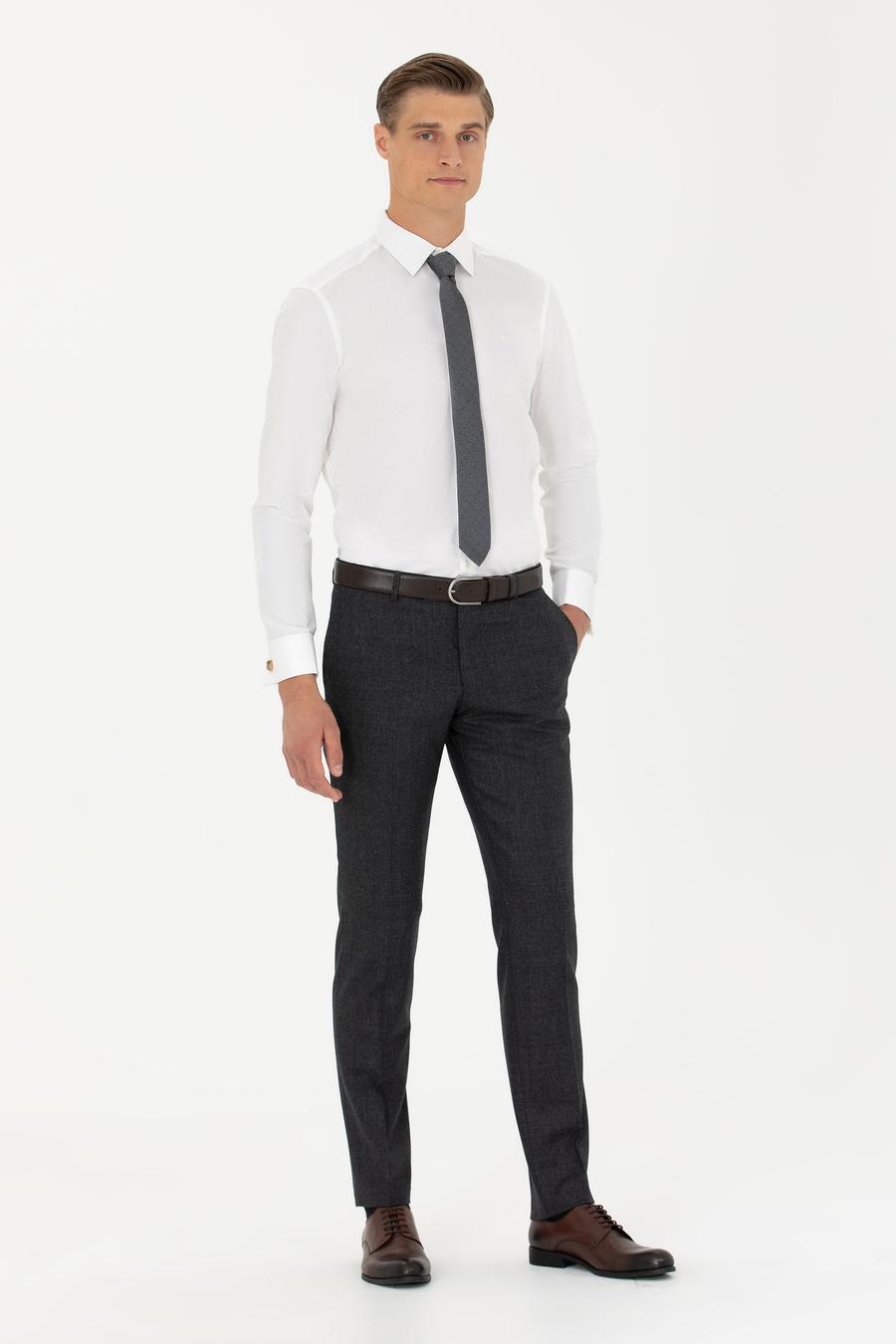 Beyaz Slim Fit Uzun Kollu Basic Gömlek - 50223223012