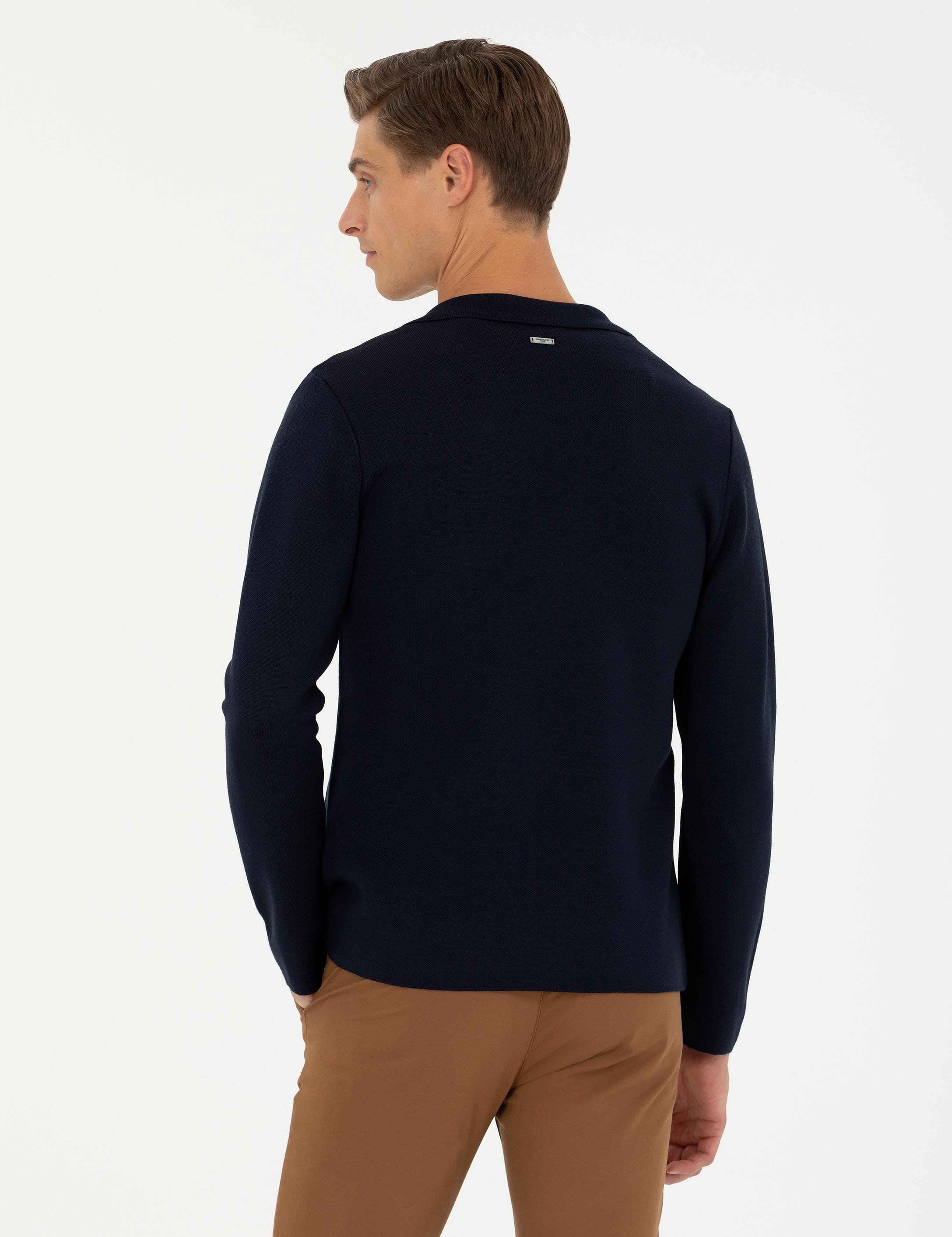 Lacivert Slim Fit V Yaka Triko Hırka - 50277418027