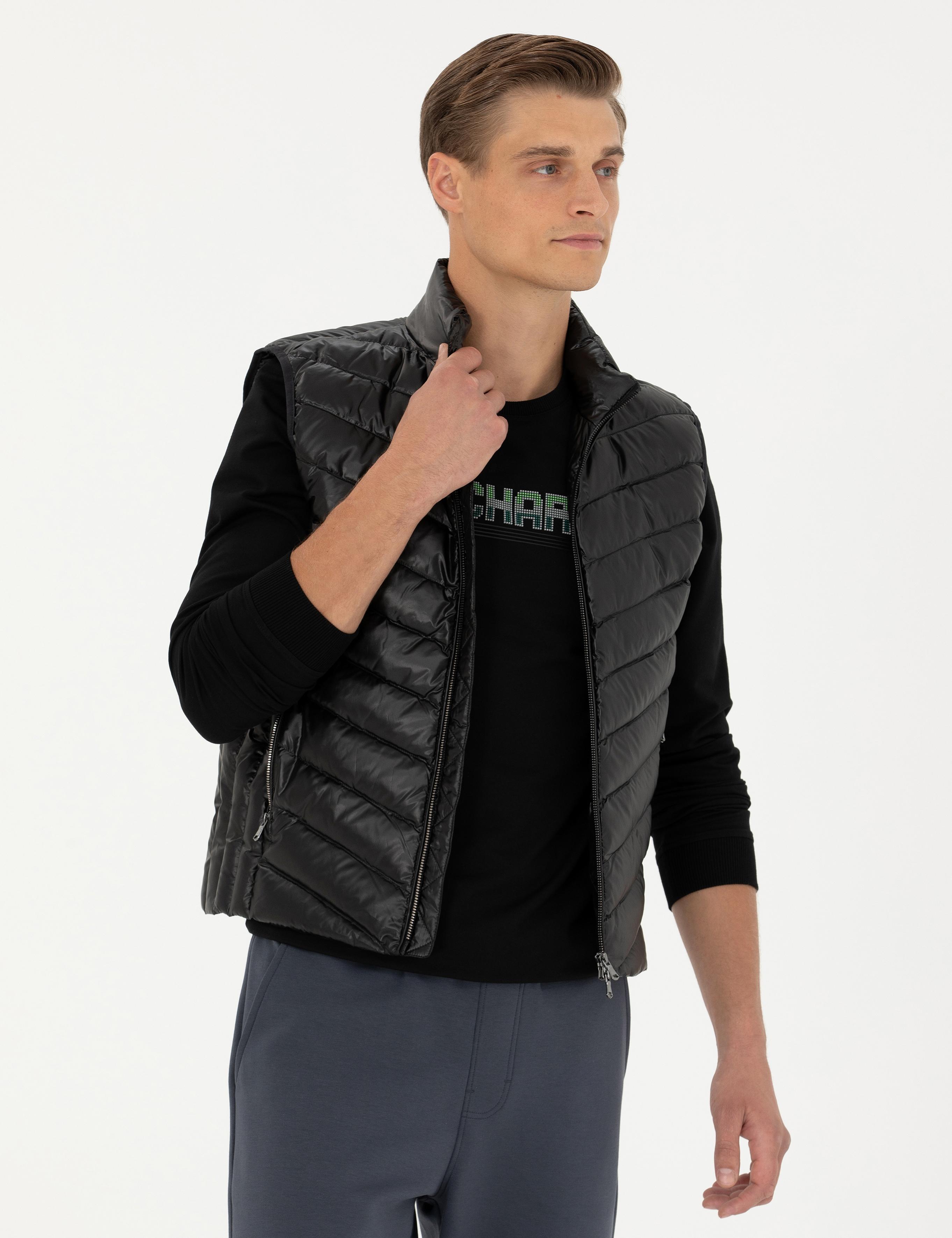 Siyah Slim Fit İnce Kapitone Mont Yelek - 50273110011