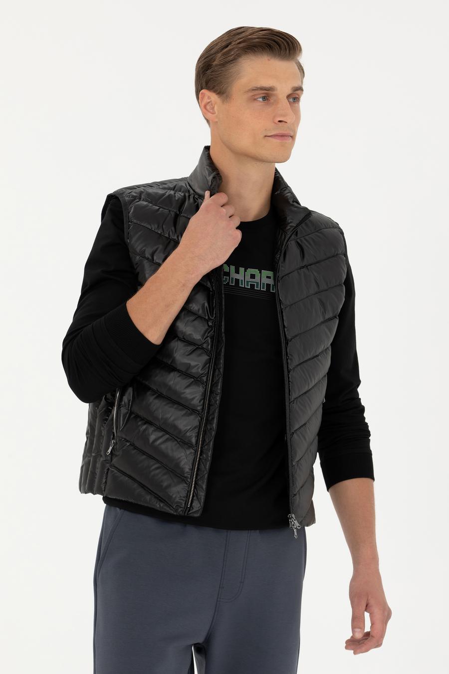 Siyah Slim Fit İnce Kapitone Mont Yelek - 50273110011