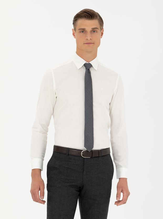 Beyaz Slim Fit Uzun Kollu Klasik Gömlek