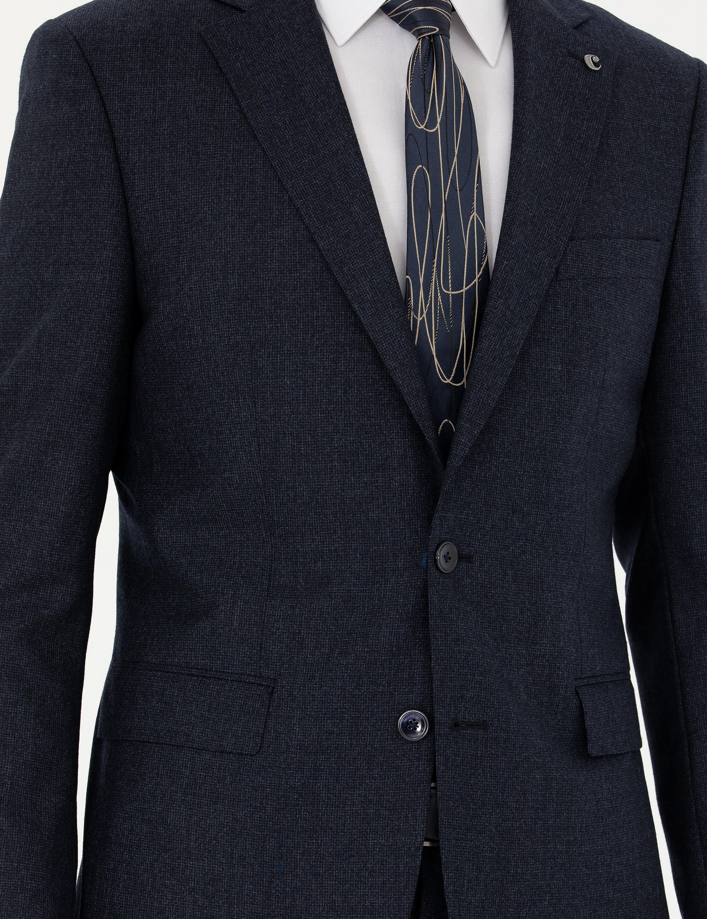 Lacivert Slim Fit Yün Takım Elbise - 50277980026