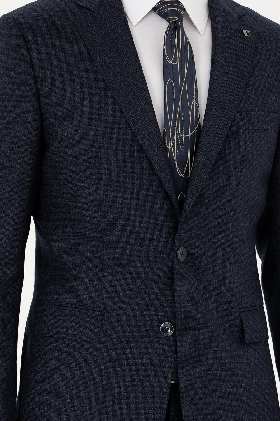 Lacivert Slim Fit Yün Takım Elbise - 50277980026