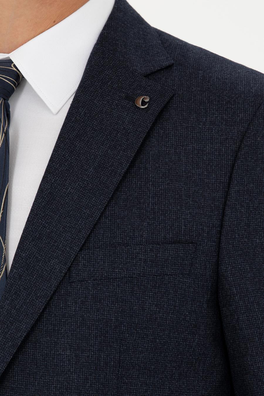Lacivert Slim Fit Yün Takım Elbise - 50277980026