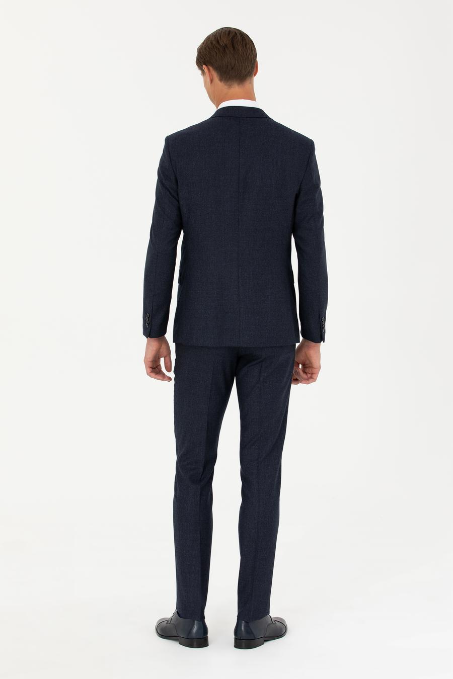 Lacivert Slim Fit Yün Takım Elbise - 50277980026