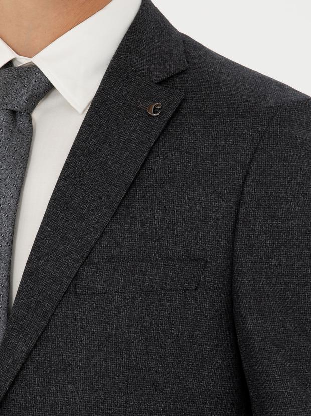 Antrasit Slim Fit Yün Takım Elbise