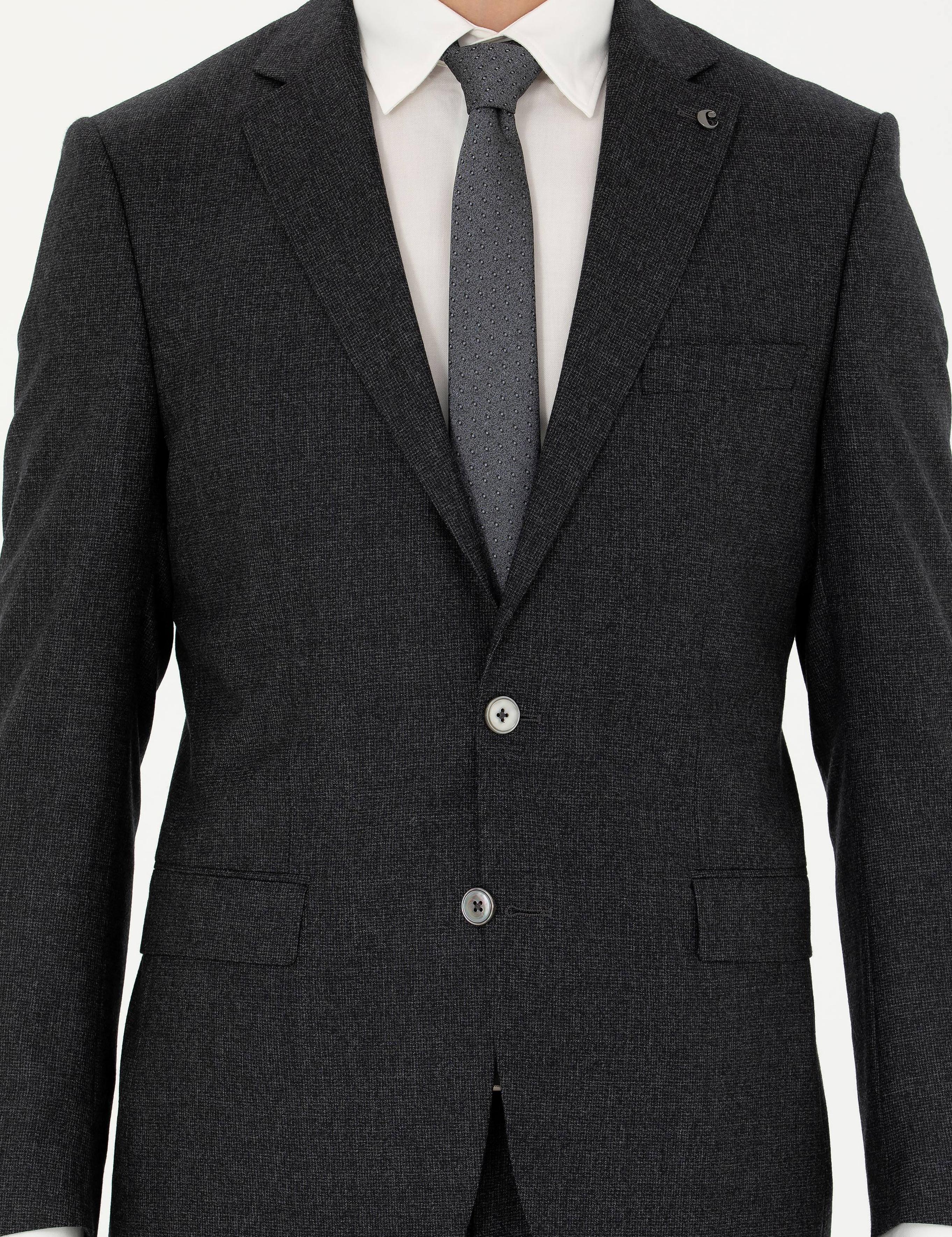 Antrasit Slim Fit Yün Takım Elbise - 50277980041