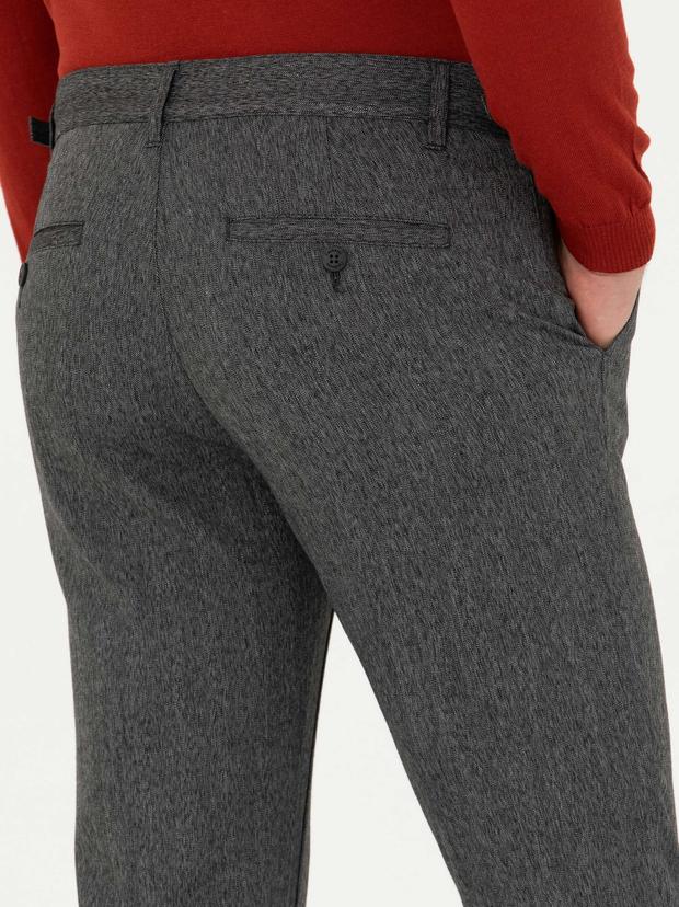 Antrasit Beli Kemer Tokalı Slim Fit Kanvas Pantolon