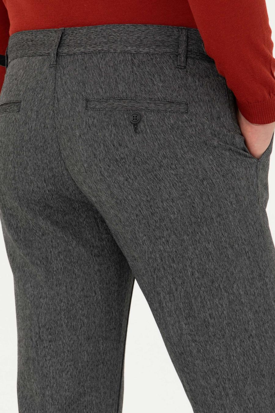 Antrasit Beli Kemer Tokalı Slim Fit Kanvas Pantolon - 50274014278
