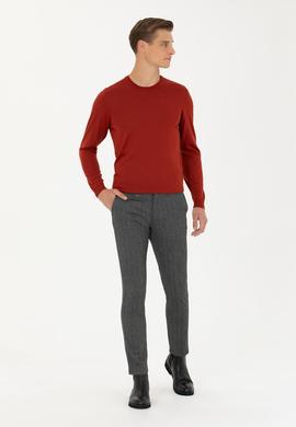 Antrasit Beli Kemer Tokalı Slim Fit Kanvas Pantolon