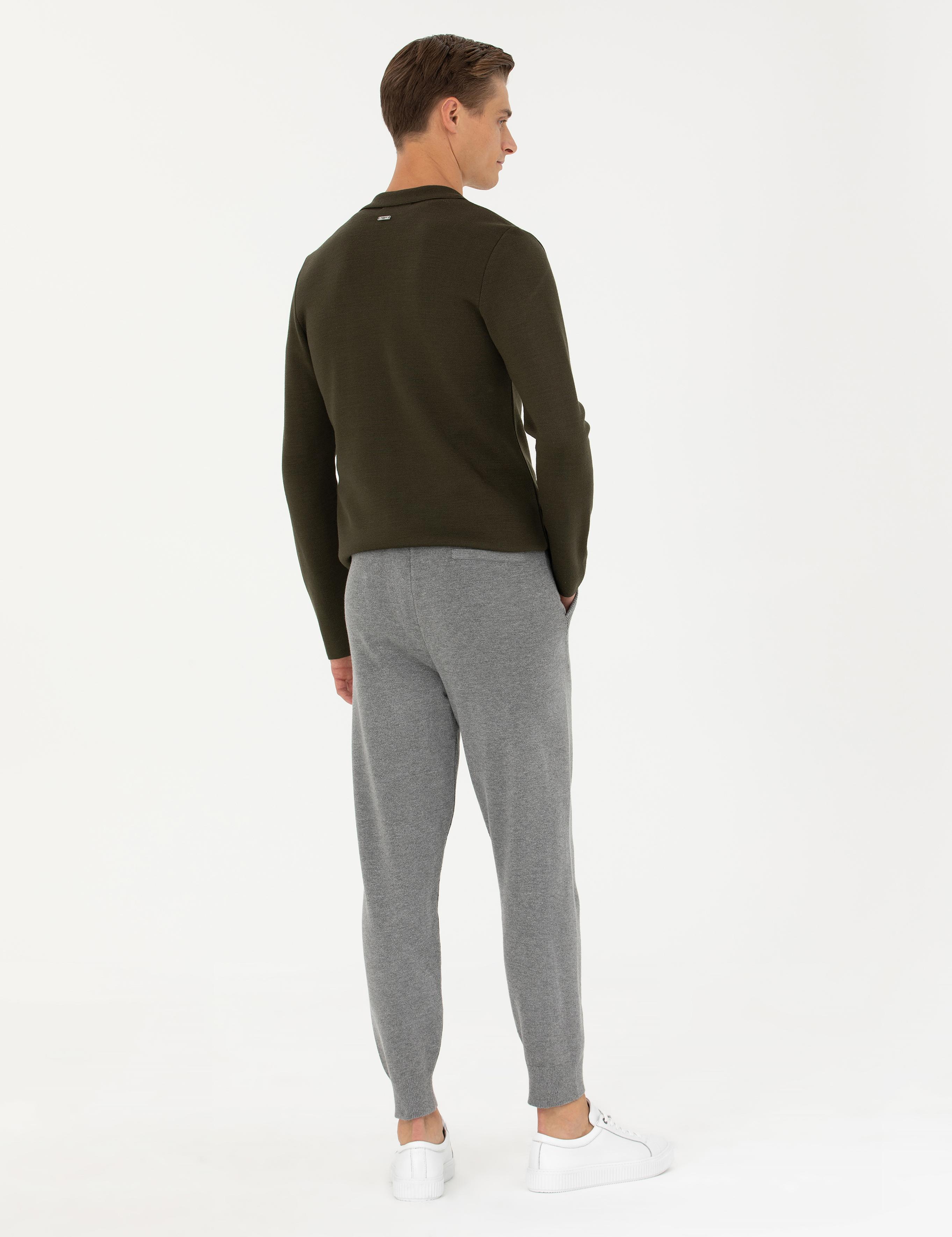 Açık Gri Jogging Fit Lastik Paçalı Triko Pantolon - 50279422016