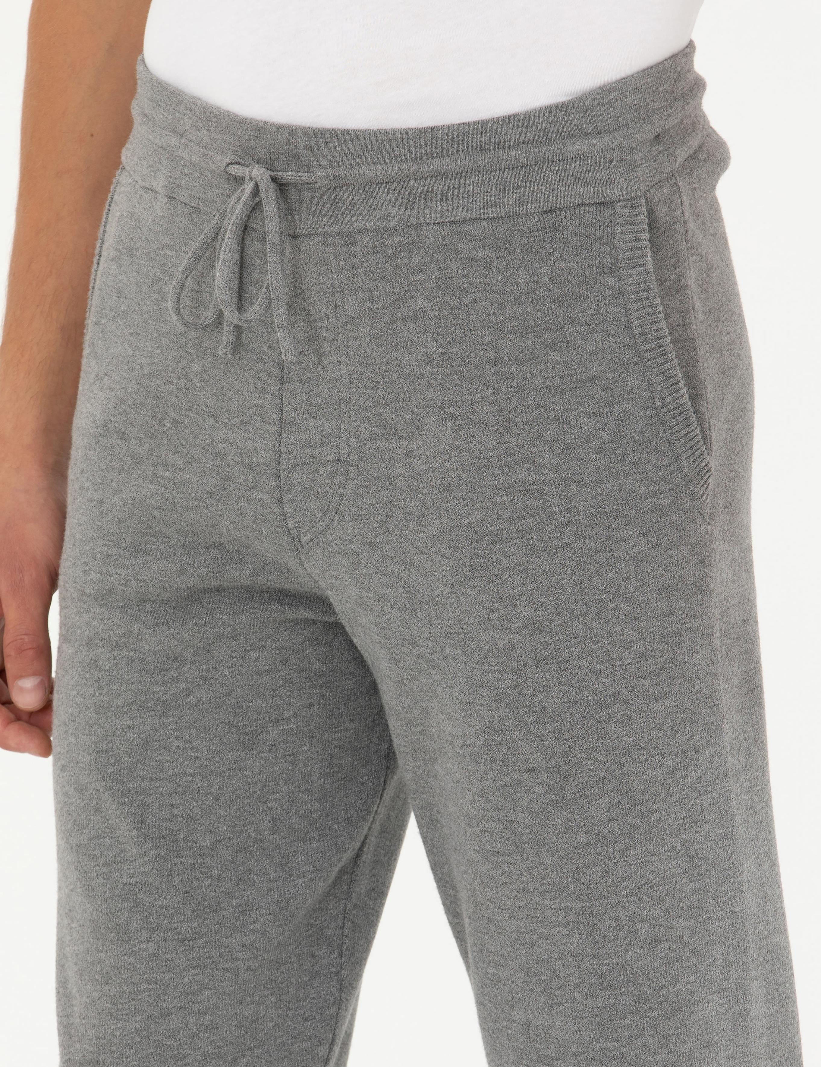Açık Gri Jogging Fit Lastik Paçalı Triko Pantolon - 50279422016