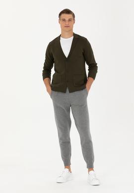 Açık Gri Jogging Fit Lastik Paçalı Triko Pantolon
