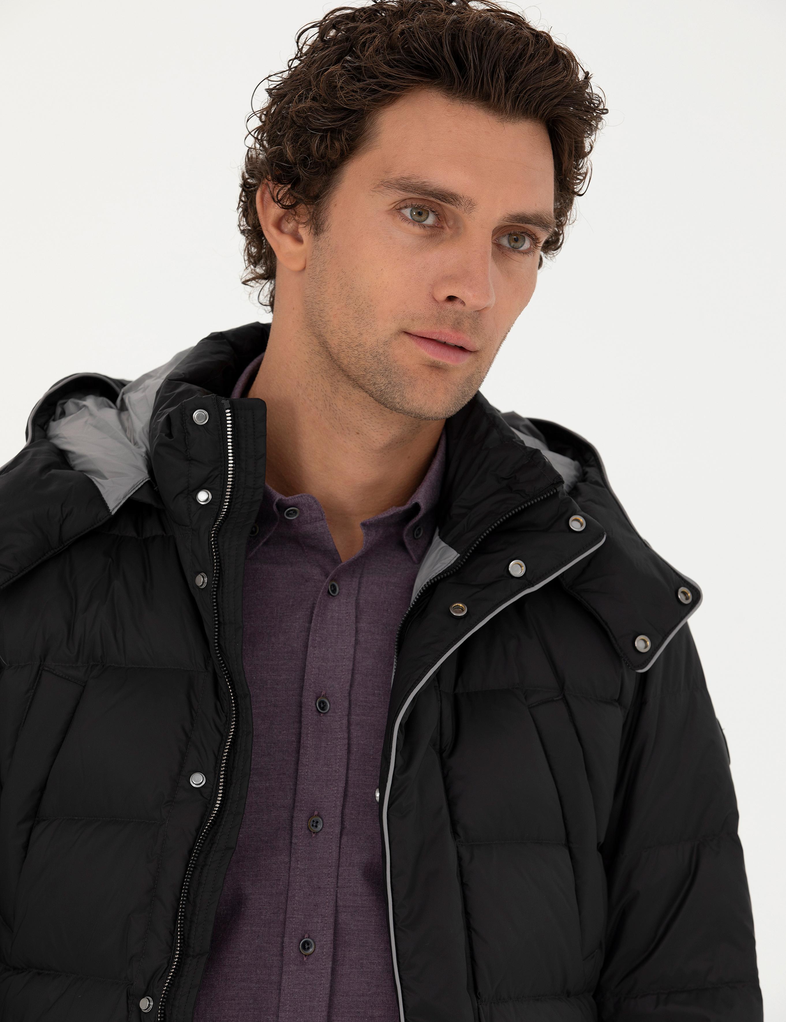 Siyah Kapüşonlu Kaz Tüyü Mont 50273107 | Cacharel