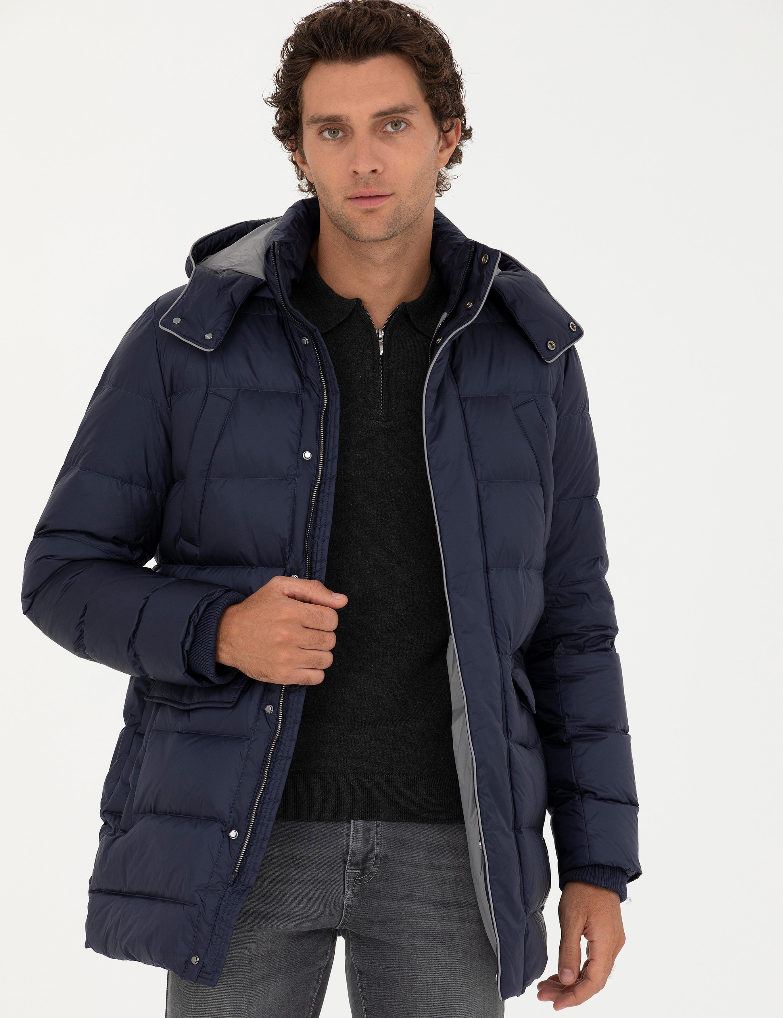 Lacivert Kapüşonlu Kaz Tüyü Mont 50273107 | Cacharel