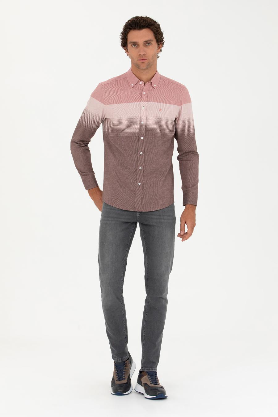 Kırmızı Slim Fit Uzun Kollu Gömlek - 50272899037