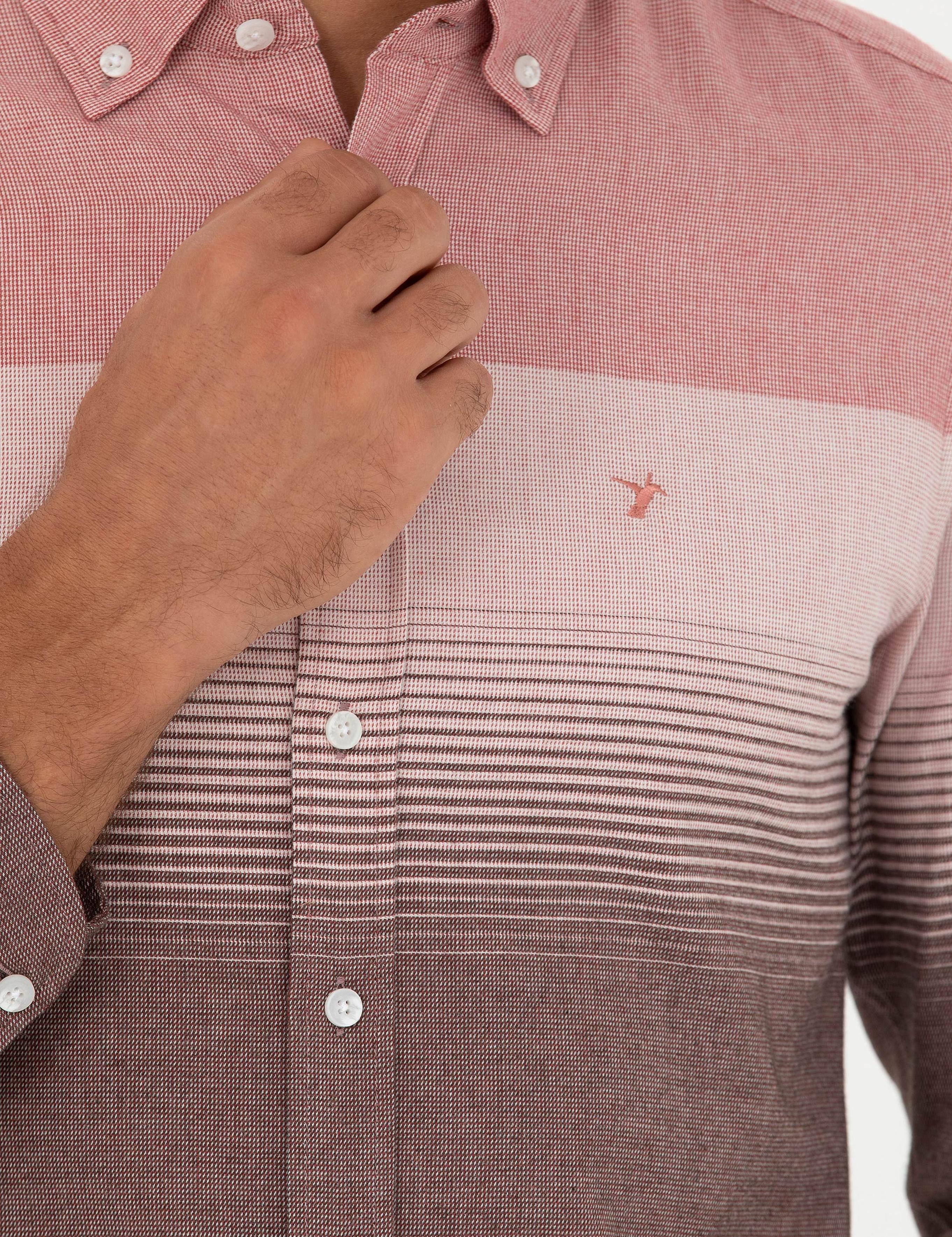 Kırmızı Slim Fit Uzun Kollu Gömlek - 50272899037
