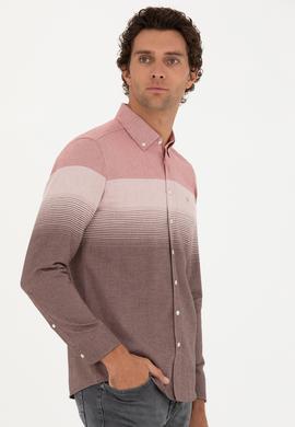 Kırmızı Slim Fit Uzun Kollu Gömlek