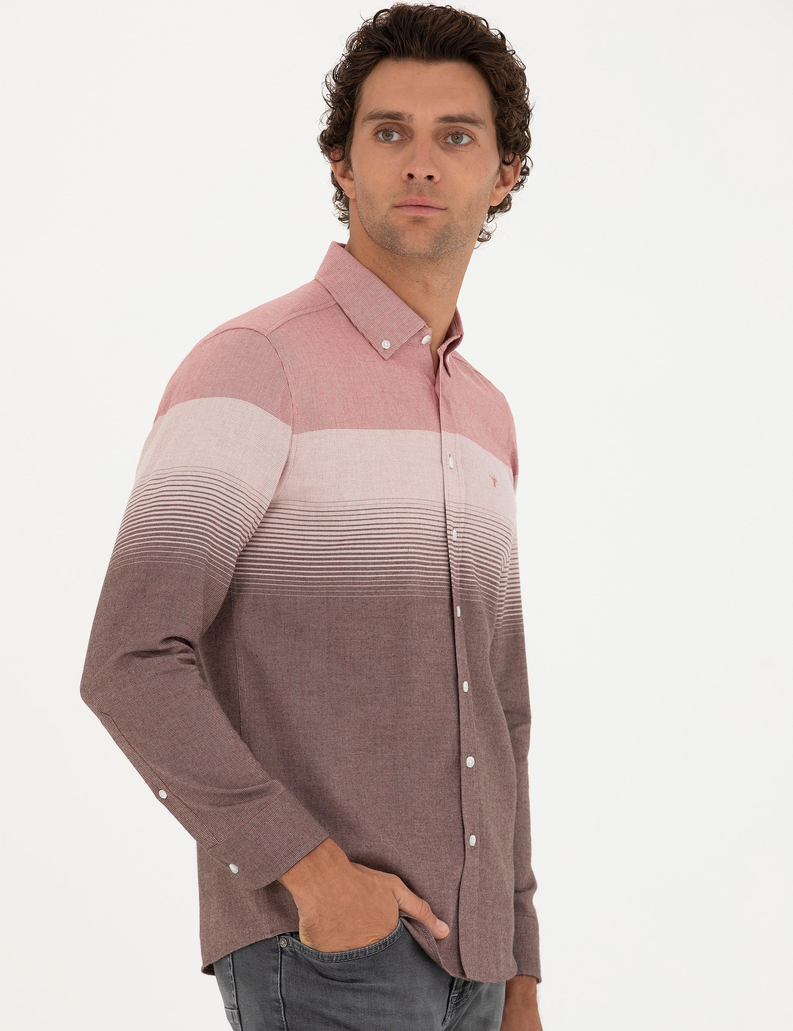 Kırmızı Slim Fit Uzun Kollu Gömlek - 50272899037