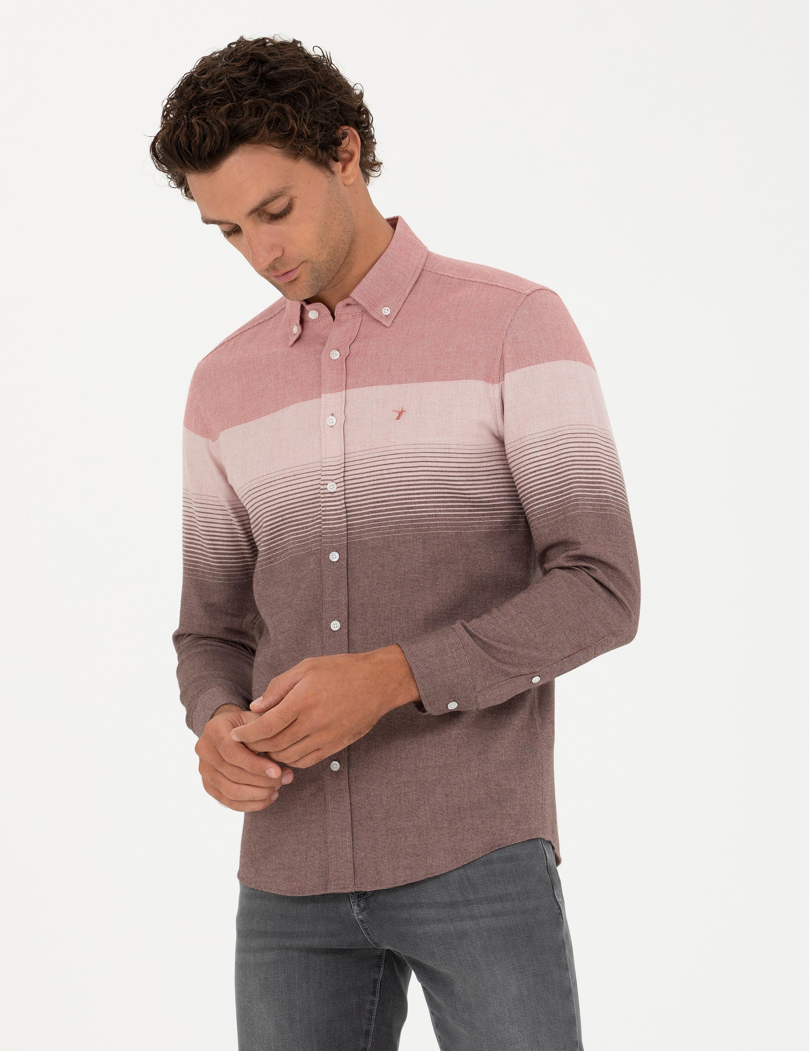 Kırmızı Slim Fit Uzun Kollu Gömlek - 50272899037