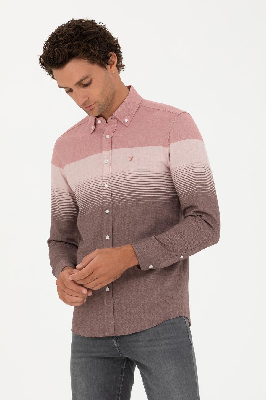 Kırmızı Slim Fit Uzun Kollu Gömlek - 50272899037