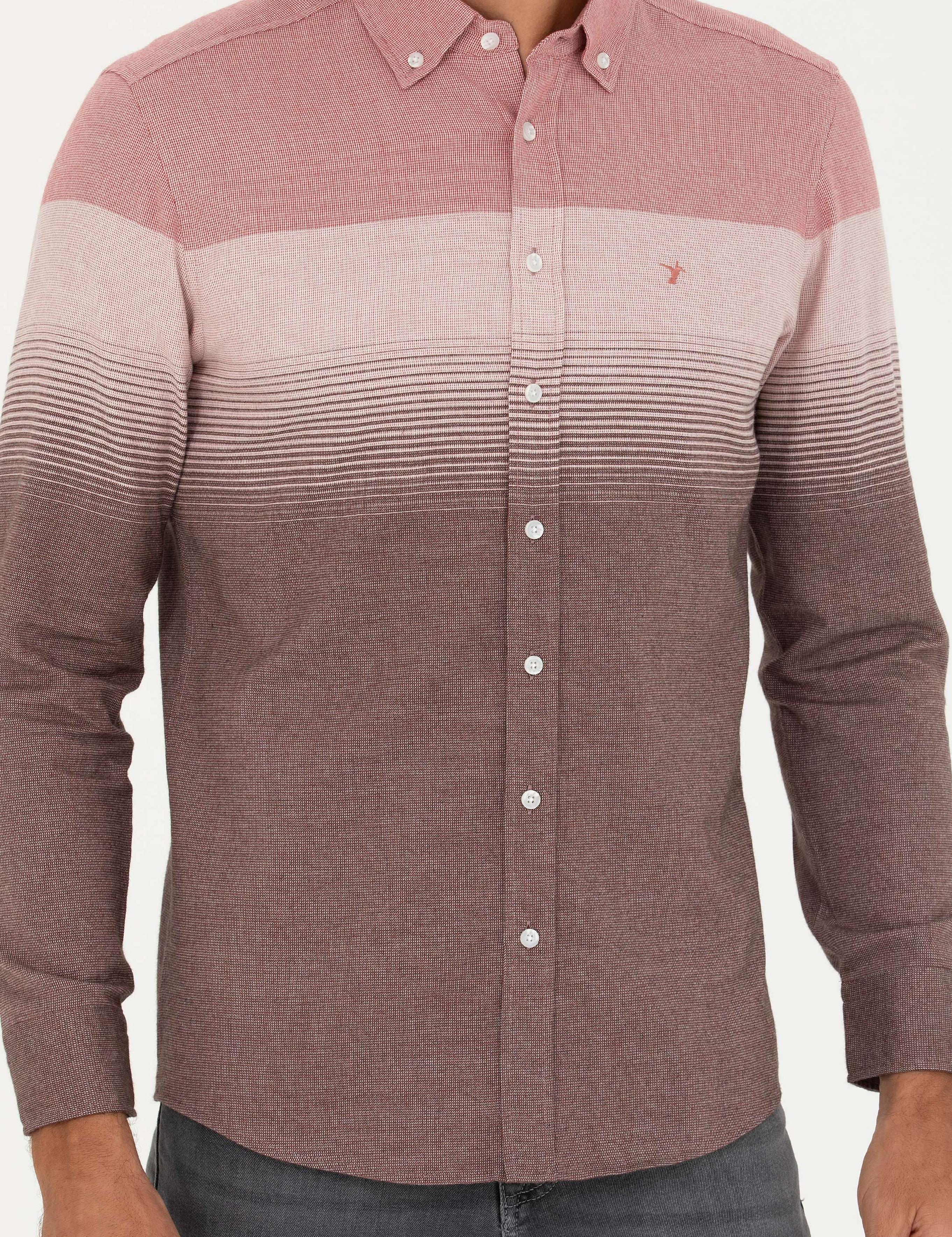 Kırmızı Slim Fit Uzun Kollu Gömlek - 50272899037