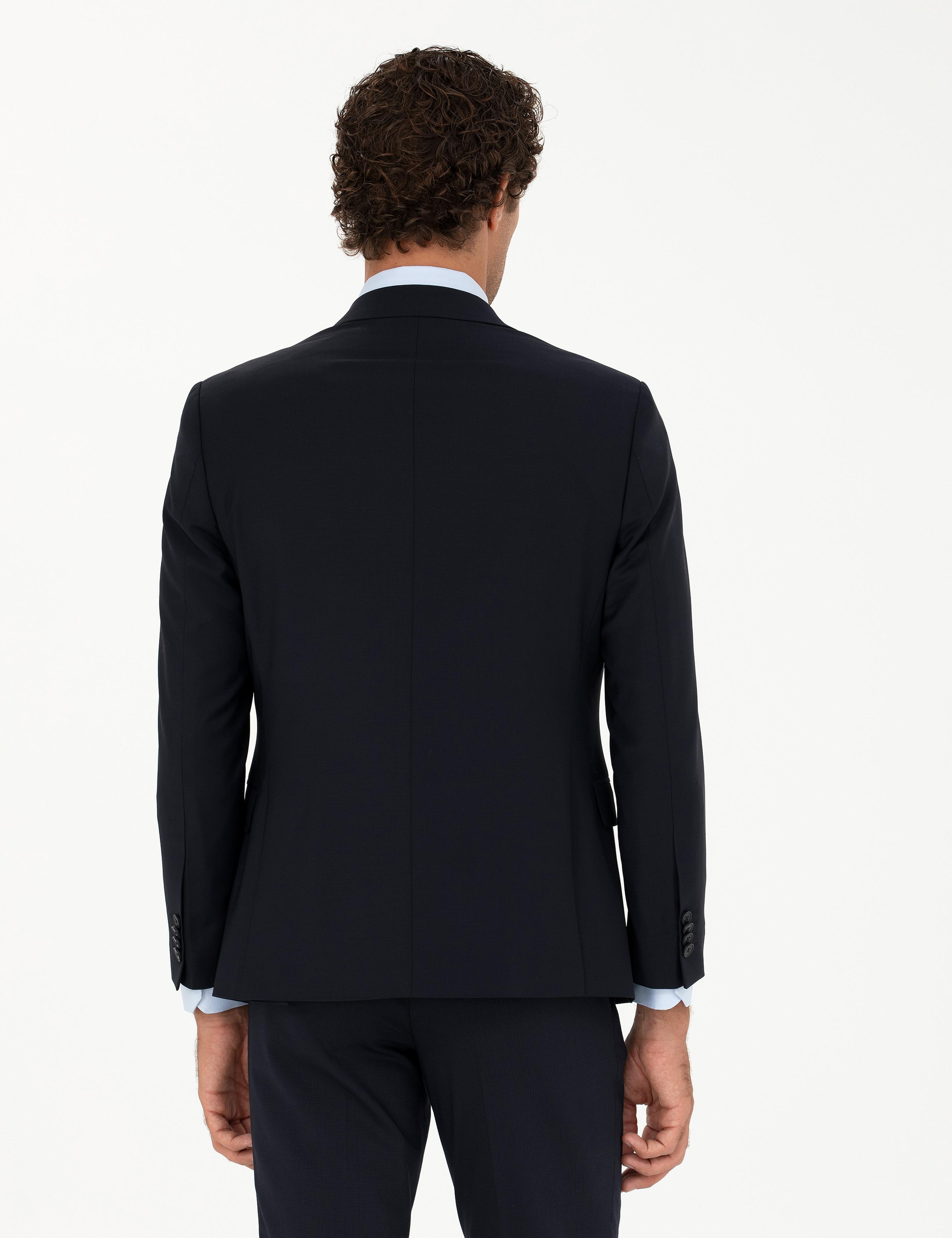 Lacivert Slim Fit Yün Karışımlı Klasik Ceket - 50277430002