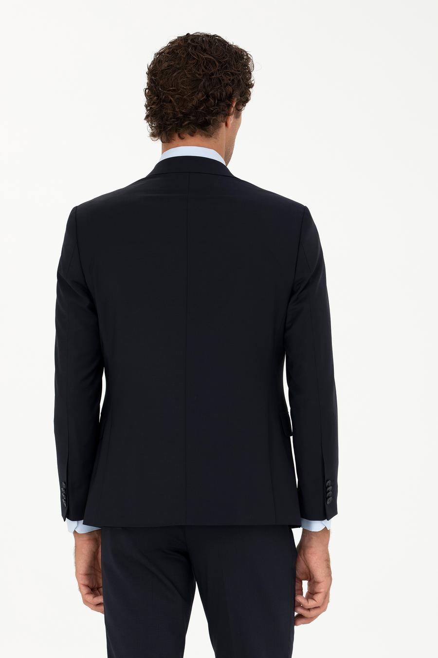 Lacivert Slim Fit Yün Karışımlı Klasik Ceket - 50277430002