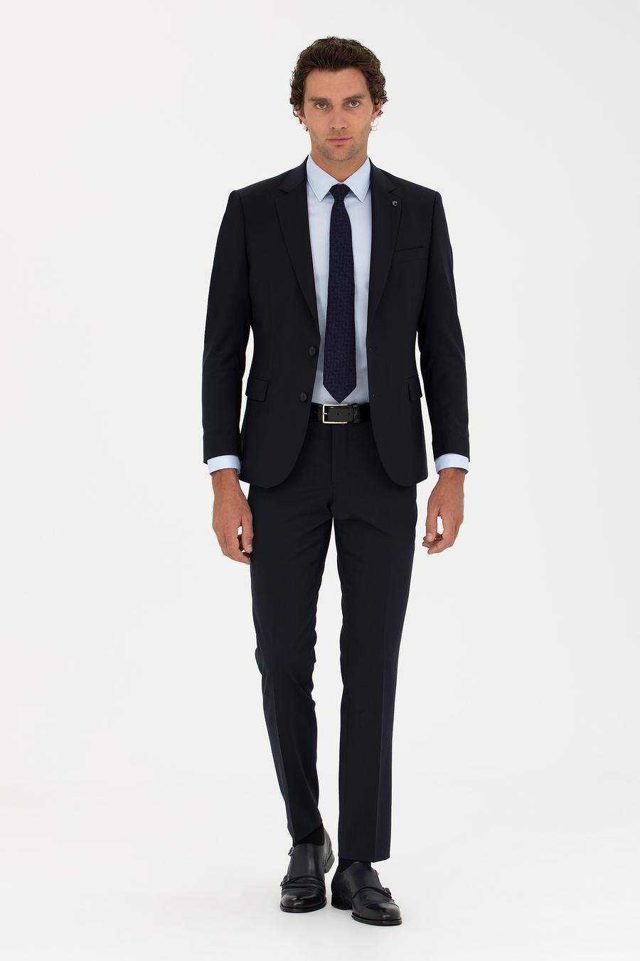 Lacivert Slim Fit Yün Karışımlı Klasik Ceket - 50277430002