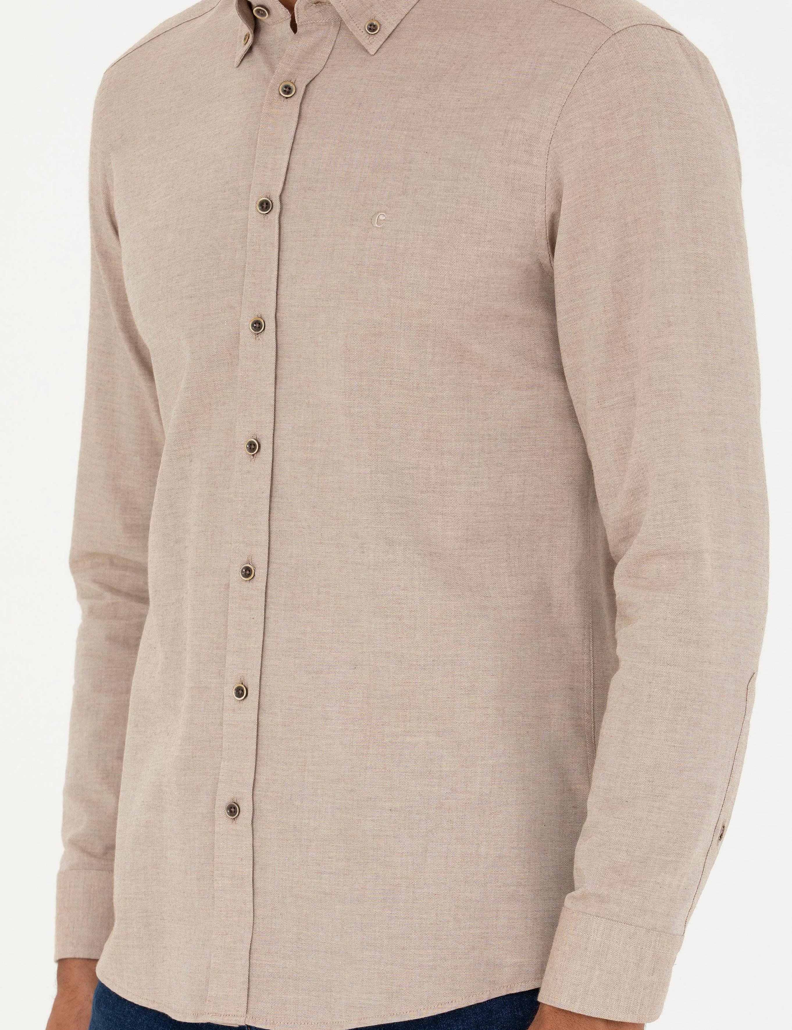 Bej Slim Fit Uzun Kollu Gömlek - 50279988192