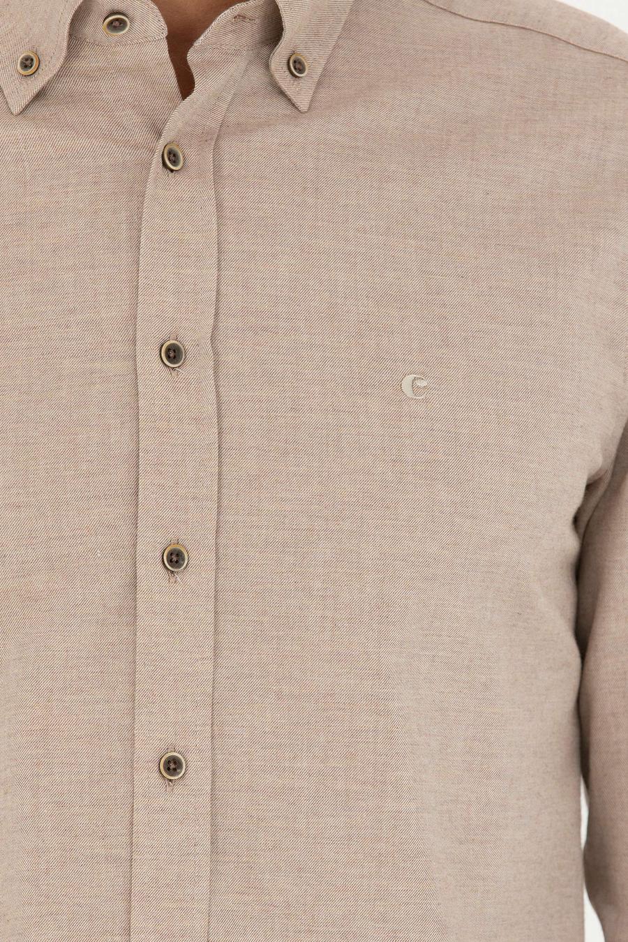 Bej Slim Fit Uzun Kollu Gömlek - 50279988192