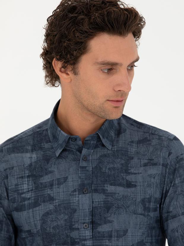 İndigo Slim Fit Uzun Kollu Gömlek