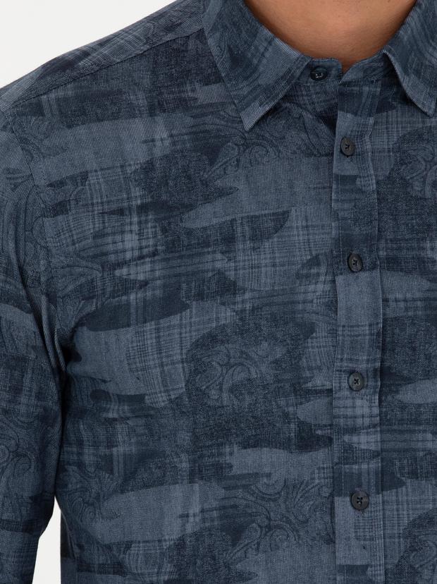 İndigo Slim Fit Uzun Kollu Gömlek