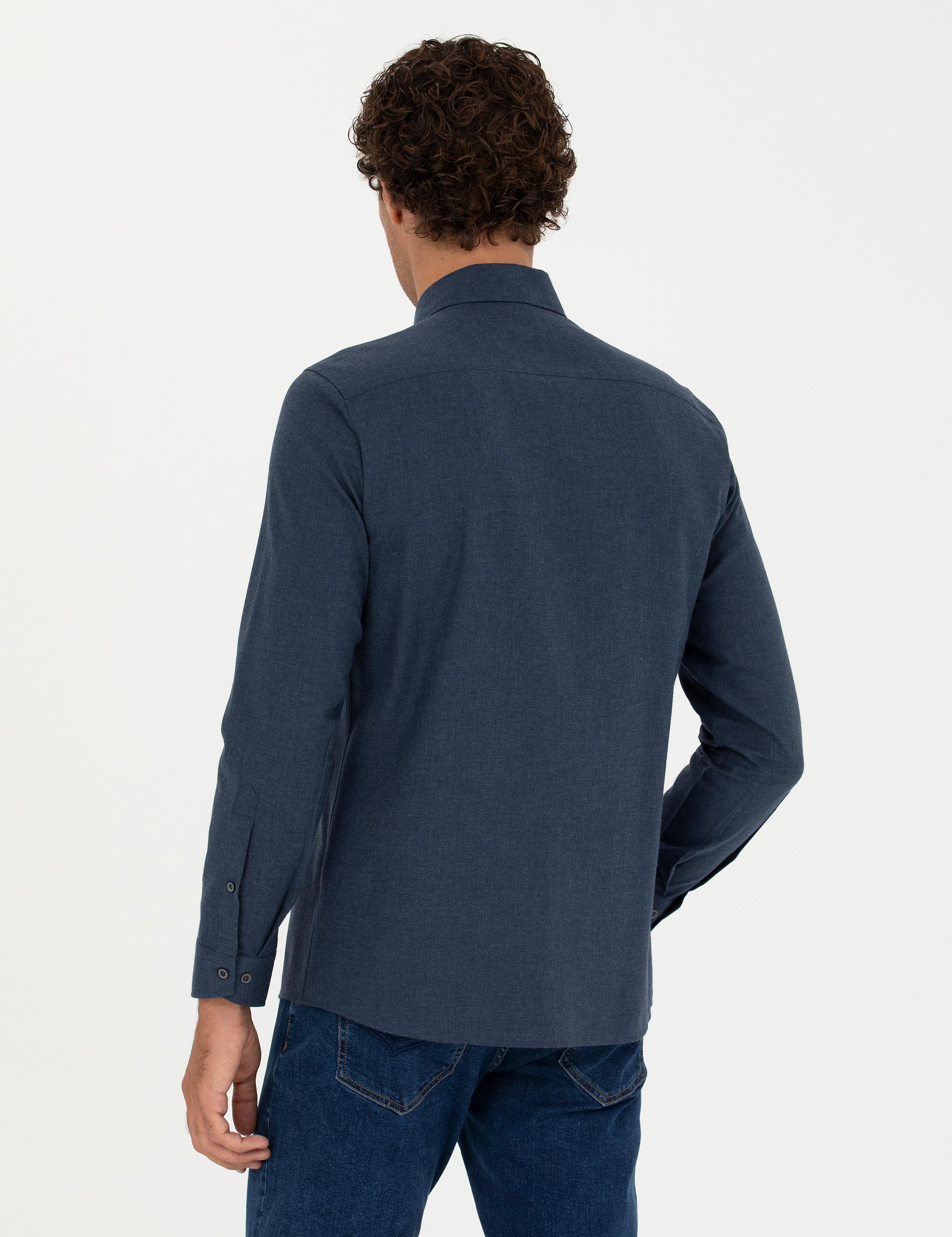 Lacivert Slim Fit Uzun Kollu Gömlek - 50279988218