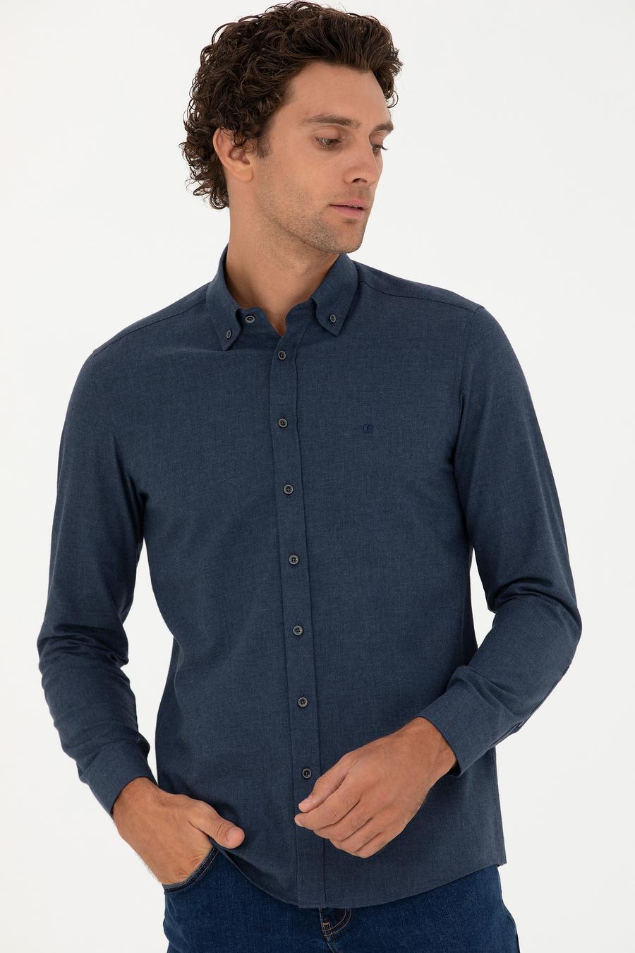 Lacivert Slim Fit Uzun Kollu Gömlek - 50279988218