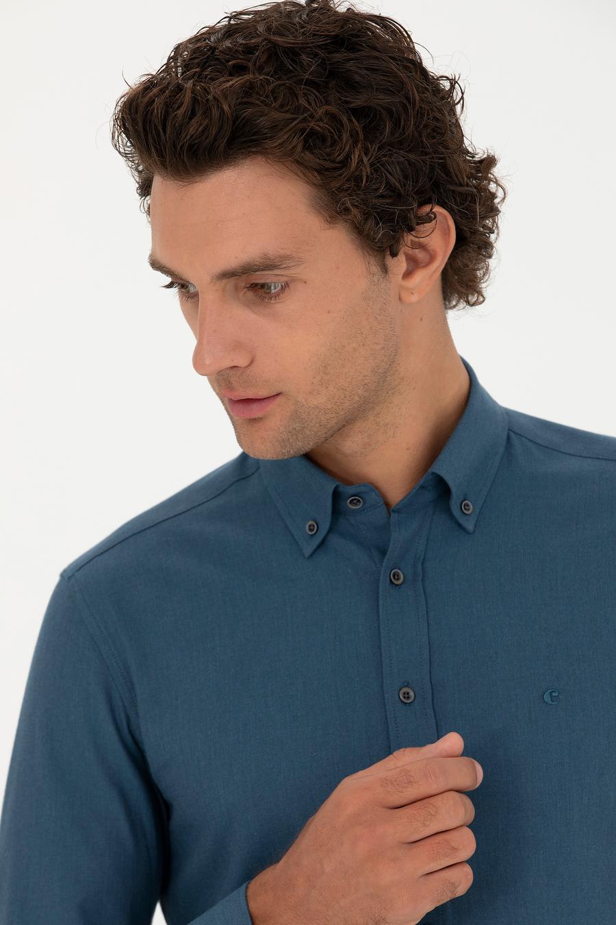 Petrol Slim Fit Uzun Kollu Gömlek - 50279988250